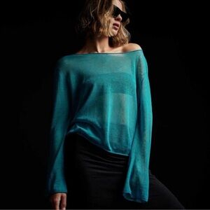 James Perse Soleil Sheer Linen Top Jade 3/L NWT